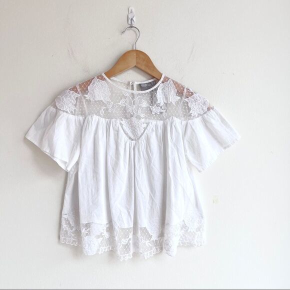 Elegant White Lace Trim Top - Picture 1 of 8